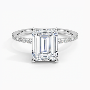 BOJ <b>Ring</b> 0117 <b>Emerald</b> Cut 925 <b>Silver</b> Luxe Ballad Pav Prong Setting Solitaire Diamond <b>Ring</b> 2ct D Color VVS1 Moissanite GRA - Product Image 1
