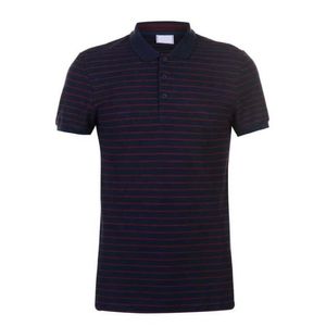 Polo à manches courtes rayé pour homme, coupe classique, tissé, blanc, noir, jaune, motif imprimé - Product Image 4