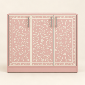 Gabinete de Almacenamiento de Lujo Hecho a Mano con Incrustaciones de Hueso Rosa y Diseño Floral, Mueble de Cocina Ecológico y Ligero para el Hogar - Product Image 1
