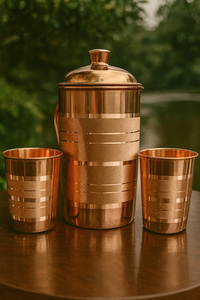 Jarra de Agua de Cobre Metálico Ecológica de Diseño Moderno con Asa y Acabado Pulido para Bodas - Product Image 4