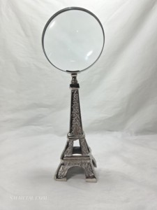 Loupe de bureau décorative en métal en forme de Tour Eiffel argentée, loupe à main, souvenir de Paris, décoration de bureau de luxe, artisanat métallique - Product Image 3