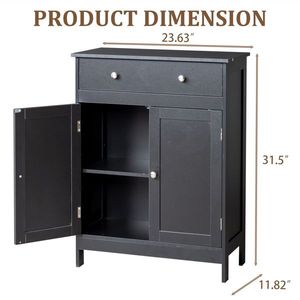 Single Drawer & Double Doors 60*30*80cm <b>Bathroom</b> <b>Vanity</b> Black Particleboard with Melamine Veneer - Product Image 3