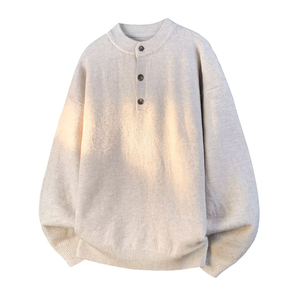 Men's Fashion Winter <b>Henley</b> Sweater <b>Long</b> <b>Sleeve</b> Knitted Pullover Button Placket Warm Soft Casual Knitwear OEM ODM Manufacturer - Product Image 4