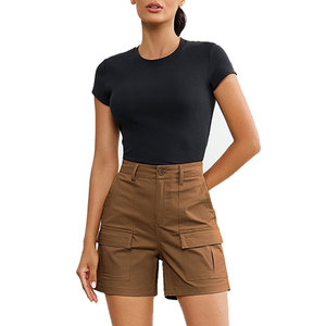 New Fashionable Women's Cargo Shorts Button Fly Belt Closure Type Long Zipper <b>Thigh</b> Pocket Anti Wrinkle Women's Shorts Custom Lo - Product Image 6