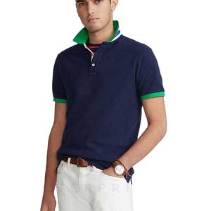 220gsm T-shirt polo en coton personnalisé avec col raide Polo pour hommes à manches courtes tricoté vierge à manches courtes chemises habillées pour hommes - Product Image 1