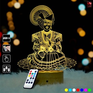 Lampe de nuit LED 3D Illusion Swaminarayan de qualité export, lumière décorative en acrylique pour salle de Pooja, temple domestique, chambre à coucher - Fournisseur en gros - Product Image 1