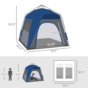 Tenda da Campeggio Automatica Idraulica per 4 Persone con Finestre e Porte, Montaggio Rapido, per Viaggi in Famiglia, Include Borsa per il Trasporto in Poliestere - Product Image 3