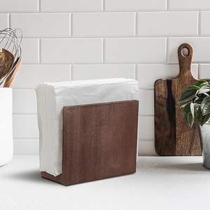 Porte-serviettes en bois rectangulaire, design ouvert sur le côté, organiseur pour tables à manger, cuisines, cafés, restaurants, hôtels - Product Image 4