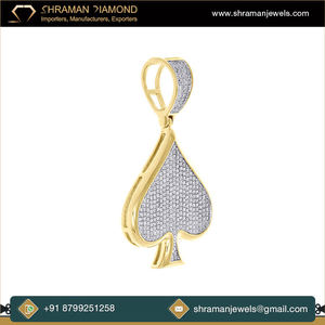 Trendy Minimalist 10K <b>Solid</b> <b>Gold</b> Custom Iced Ace Spades Poker Charm Brilliant Cut Heart Moissanite Necklace <b>Pendant</b> Fine Gift - Product Image 3