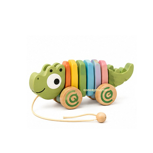 Coche de juguete de madera para arrastrar con cuentas de colores, juguete ecológico para niños pequeños para la habitación infantil - Product Image 3