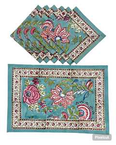 Manteles Individuales de Algodón con Estampado Floral, Manteles Individuales de Algodón Lavables a Máquina, Juego de 6 Manteles Individuales para Mesa de Comedor, Textiles para el Hogar - Product Image 1