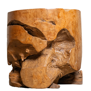 ARTERRA Tabouret cylindrique en racine de teck, design rustique, pour hôtels, appartements, entrepôts et espaces de vie - Product Image 1