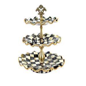 แท่นวางเค้กเคลือบโลหะทรงกลมสำหรับตกแต่งโต๊ะในร้านอาหารและคาเฟ่ - Product Image 3