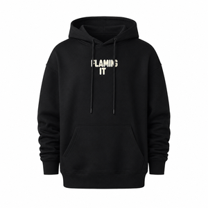 2026 Men's <b>Black</b> Hooded Sweatshirt Oversized Fit Cotton Knitted Casual Front Letter Print Pocket Design Autumn Streetwear <b>Hoodie</b> - Product Image 1