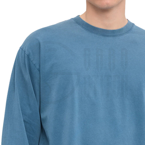 Camiseta de Manga Larga Extra Grande Personalizada para Hombre, Algodón Grueso, Estilo Vintage Lavado, Corte Holgado, Camiseta Lisa, OEM ODM - Product Image 2