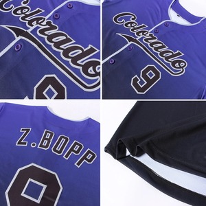 Anti-Bacterial Top Quality OMMiZ <b>women</b> Custom Purple Black-Gray Authentic Fade Fashion Baseball Jersey - Product Image 6