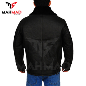 Veste bomber en cuir marron pour homme, style aviateur, doublure en fourrure véritable, style vintage, fabrication OEM personnalisée. - Product Image 2
