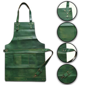 Overol de Trabajo Unisex de Cuero Genuino HARAZ INTERNATIONAL, Verde, con Tirantes Ajustables, Resistente a la Abrasión, Diseño Reforzado - Product Image 1