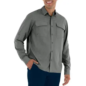 アウトドアUPF50プロテクションソフトポリエステルソリッドハイキングシャツフィッシングシャツ