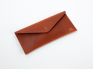 Low Profile Leather Wallet Discrete Long Envelope Money Pouch Clutch Purse Elegant Coin Pocket Minimal Card <b>Holder</b> for Cash - Product Image 1