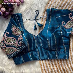 <b>Top</b> Quality Fabric with Multi-Thread & <b>Sequin</b> work Short-Sleeve Padded Blouse Collection Supplier from Surat At Wholesale Rate - Product Image 6