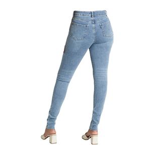 Vente en gros de jeans élastiques et extensibles personnalisés pour femmes pantalons de couleur simple à taille moyenne pantalons crayon pour femmes jeans skinny pantalons en denim bas à quantité minimale de commande - Product Image 5