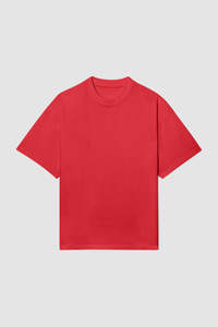 T-shirt Homme Oversize Rouge Col Rond Manches Courtes Décontracté Couleur Unie 100% Coton Écologique Coupe Confortable - Product Image 3