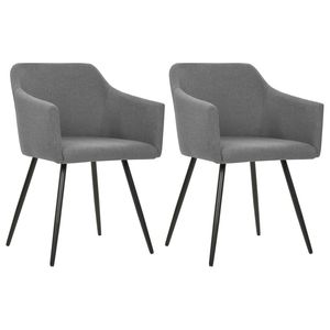 Juego de 2 sillas de comedor gris claro con estructura de metal y tela de poliéster, elegantes y duraderas - Product Image 1