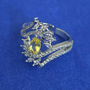 Artificial Jewellery Exporter in India American Diamond <b>Adjustable</b> <b>Ring</b> with Rhodium Plating 444824 - Product Image 2
