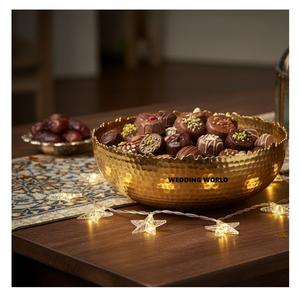 Bol à chocolat en or martelé, forme ronde, décoration du Ramadan, bol à bonbons, décoration du Ramadan, bol à chocolat fantaisie - Product Image 1