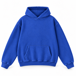 Sudadera con capucha extragrande para hombre, color azul real, forro polar, informal, para otoño, corte regular, diseño con bolsillos, 100% algodón tejido - Product Image 1