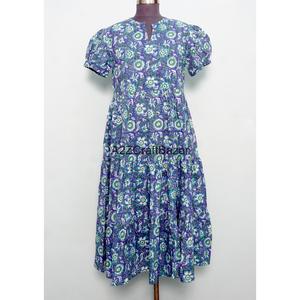 Vestido Maxi Casual para Mujer, Estampado a Mano, de Algodón, Cómodo, Transpirable, Ecológico, Elegante, Diseño en Línea A, para Fiestas al Aire Libre - Product Image 1