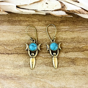Pendientes Colgantes Boho Goddess Favoritos del Mercado, Gotas Celestiales de Latón para Mujer, Chapados en Oro de 18k, Chapados en Plata, Turquesa, Luna Tribal - Product Image 5