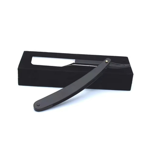 Barber <b>Razor</b> Black Coated Custom Logo Solid Stainless Steel Barber Straight Shaving <b>razor</b> With Exposed Blade Top Quality - Product Image 5