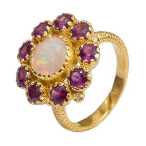 Gemvanity Gold Plated Classic Channel Setting Brilliant Cut Rose <b>Quartz</b> Rhodolite Garnet Gemstone Engagement Party Wedding <b>Ring</b> - Product Image 1