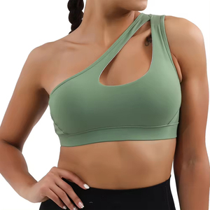 Women's Color Blocking Yoga Sports Bra V-Neck Crisscross Straps Mesh Breathable Medium Support Seamless Design - Product Image 6