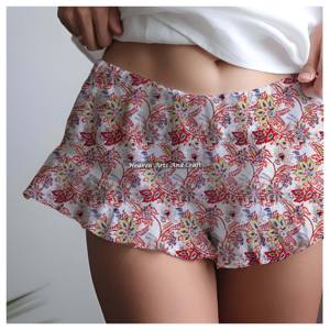 Shorts de Verano Estilo Bohemio para Mujer, 100% Algodón, con Volantes, Estampado a Mano, Cintura Alta, Cierre Elástico, Casuales - Product Image 5