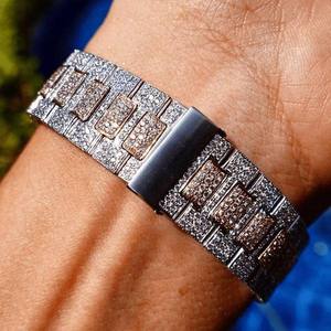 Montre BOJ P.P.008 pour homme, affichage analogique classique, baguette en moissanite, bracelet en alliage, boîtier plaqué or rose 20 mm, verre 41 mm - Product Image 5