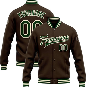Blouson universitaire sans col pour homme, en mélange de laine teinte unie, élégant, décontracté, tendance, style baseball universitaire - Product Image 3