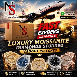 Newyorksky Luxury Moissanite Diamond Studded Icedout Watch Analog Quartz Men's 41mm <b>Round</b> Case Stainless Steel Band - Product Image 4