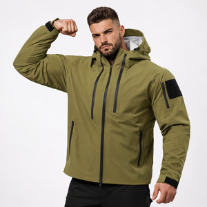 Vestes de randonnée imperméables unisexes grande taille avec logo personnalisé, coupe-vent à capuche zippée et col montant, teintes pour l'extérieur – Collection Automne - Product Image 1