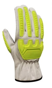 High Quality Black Genuine Leather Full-Finger Lightweight Impact-Resistant TPR Palm Unisex Safety <b>Gloves</b> for Outdoor Sports - Product Image 4