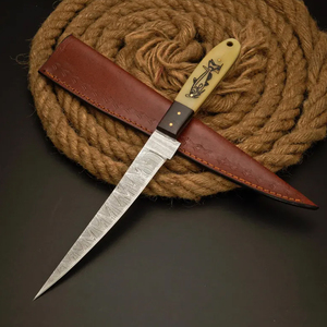 Cuchillo de filetear hecho a mano de acero de Damasco, cuchillo de pesca, el mejor regalo para amantes de la pesca, cuchillo personalizado - Product Image 3