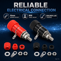 Connecteur industriel de borne de machine à souder à montage sur panneau M4, type banane 4 mm JS-910B, rouge et noir, en stock
