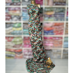 Tela de chifón de lujo para fiestas, exclusiva somalí, Maqbal Dirac, jacquard liso multicolor, terciopelo con purpurina, de alta gama para niñas - Product Image 1