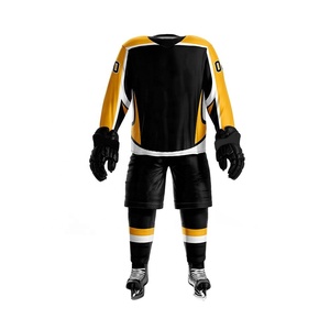 Uniforme de hockey sur glace pour hommes adultes - Tissu 100% polyester - Couleur et logo personnalisés - Respirant et confortable - Nom d'équipe personnalisé - Product Image 6