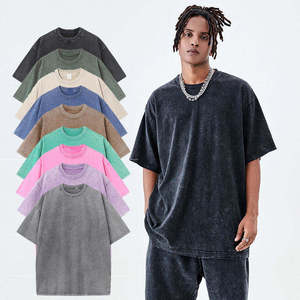 Custom Oversized Acid Wash T Shirt Men Vintage Washed Cotton Streetwear Tee Loose Fit Blank Printed T Shirt - Product Image 3