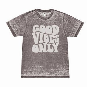 T-shirt en coton jersey à manches courtes et col rond pour homme, coupe classique, imprimé Good Vibes Only - Product Image 1