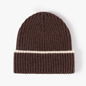 Custom Color Solid Stripe Design Knitted <b>Beanie</b> 100% Acrylic Cuffed Winter <b>Hat</b> Wholesale Unisex 56-58cm High Quality <b>Beanie</b> - Product Image 3