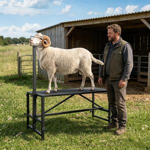 Supporto Professionale per Bestiame con Altezza Regolabile in Ferro e Acciaio Inossidabile per Capre, Pecore, Maiali e Mucche, Utilizzato in Fattoria - Product Image 1